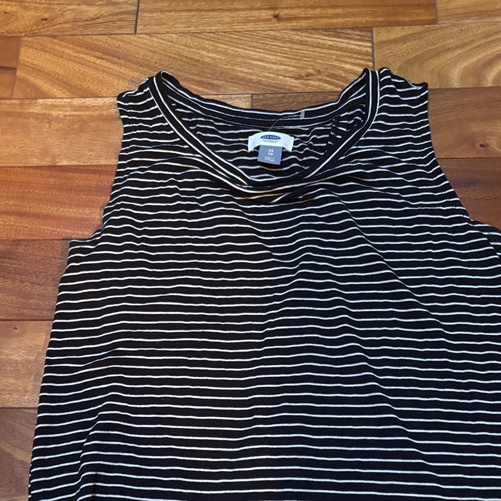 Old Navy Black and White Striped Tank Top